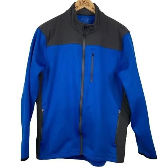 AMERICAN EAGLE MEN'S BLUE/GRAY ZIP UP TRACK JACKET LARGE - Picture 1 of 4